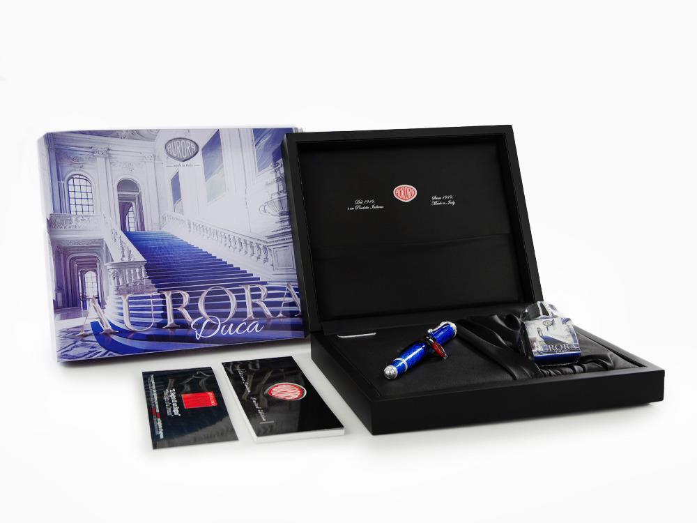 Stylo Plume Aurora Duca, Bleu, Attributs Argent, Edition Limitée, 956-B