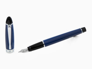 Stylo Plume Aurora Ipsilon, Résine satinée, Bleu, Rhodium, B11-CB