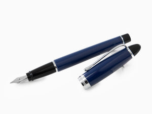 Stylo Plume Aurora Ipsilon, Résine satinée, Bleu, Rhodium, B11-CB