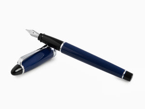 Stylo Plume Aurora Ipsilon, Résine satinée, Bleu, Rhodium, B11-CB