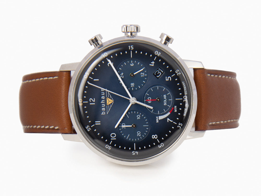 Montre à Quartz Bauhaus Solar Chronograph, Bleu, 41 mm, Jour, 2086-3