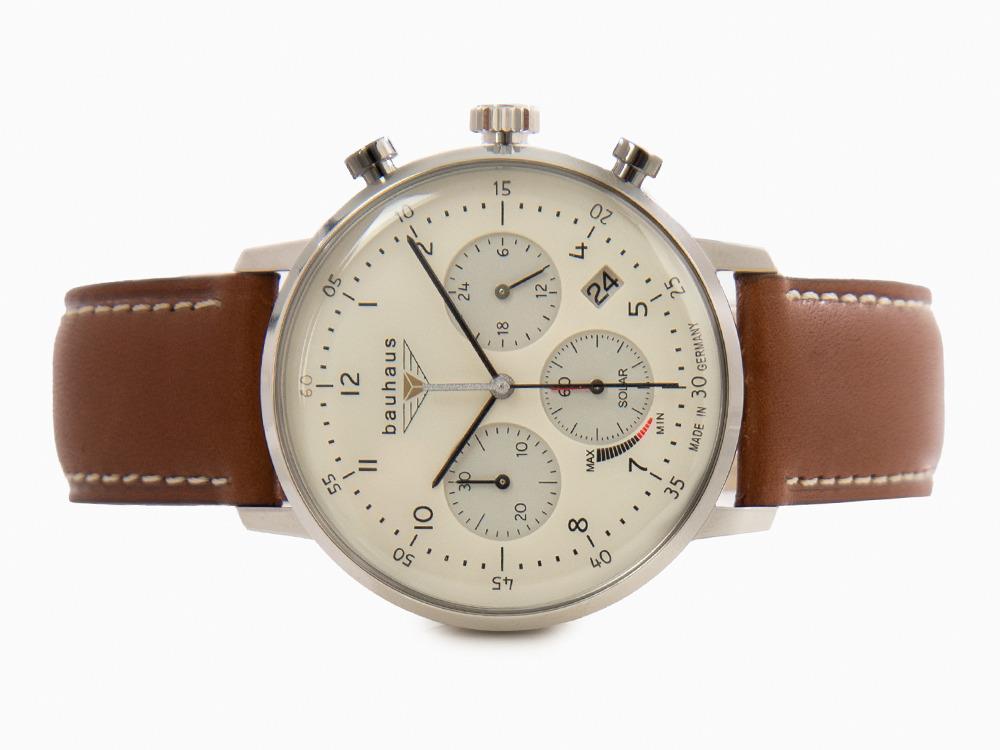 Montre à Quartz Bauhaus Solar Chronograph, Beige, 41 mm, Jour, 2086-5