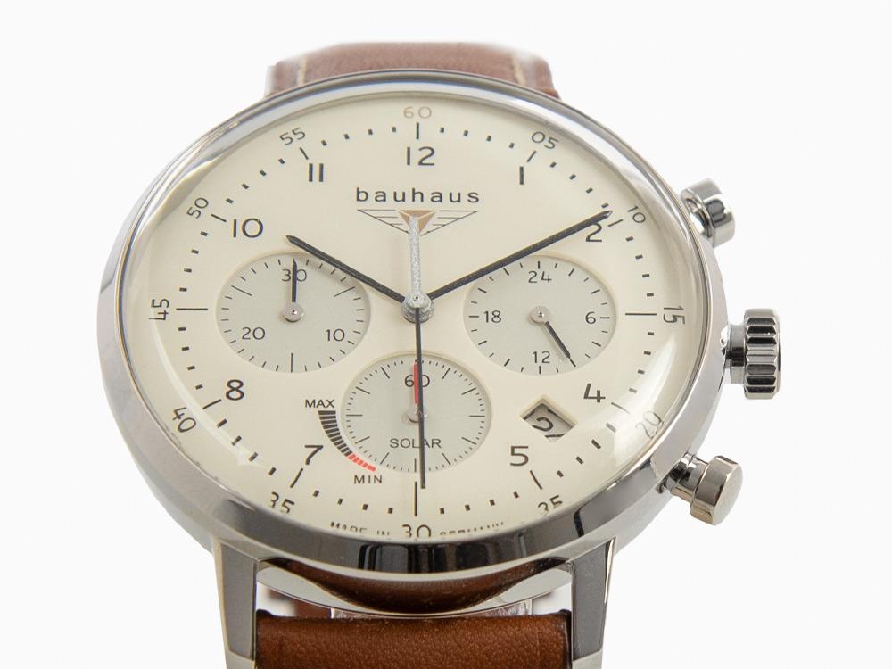 Montre à Quartz Bauhaus Solar Chronograph, Beige, 41 mm, Jour, 2086-5