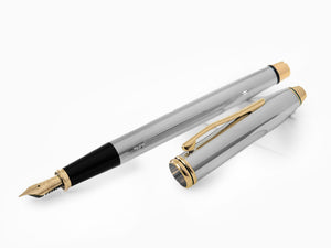 Stylo Plume Cross Townsend, Chrome, Argent, Poli, Plaqué Or 23K, 0506