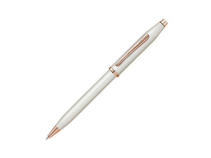 Stylo bille Cross Century II, Laque perle blanche, PVD Or Rosé, AT0082WG-113