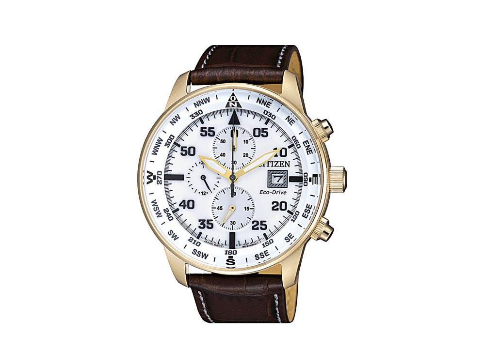 Montre à Quartz Citizen OF, Eco Drive B612, 44 mm, Bracelet en cuir, CA0693-12A