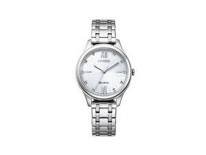 Montre à Quartz Citizen Lady OF, Eco Drive E031, 32 mm, 5 atm, Blanc, EM0500-73A