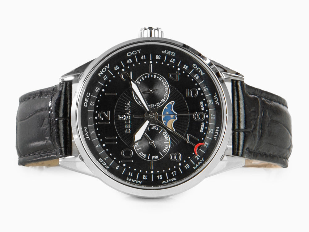 Montre à Quartz Delbana Classic Retro Moonphase, Noir, 42 mm, 41601.646.6.034
