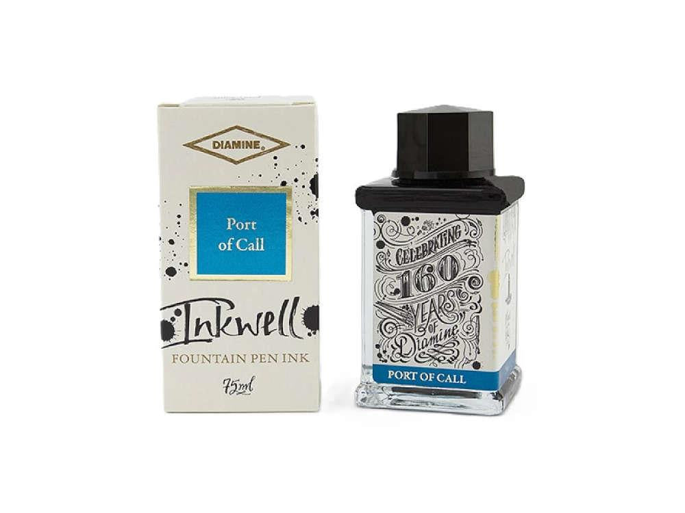 Encrier 160th Anniversary Port Of Call Diamine, 75ml., Bleu, Verre