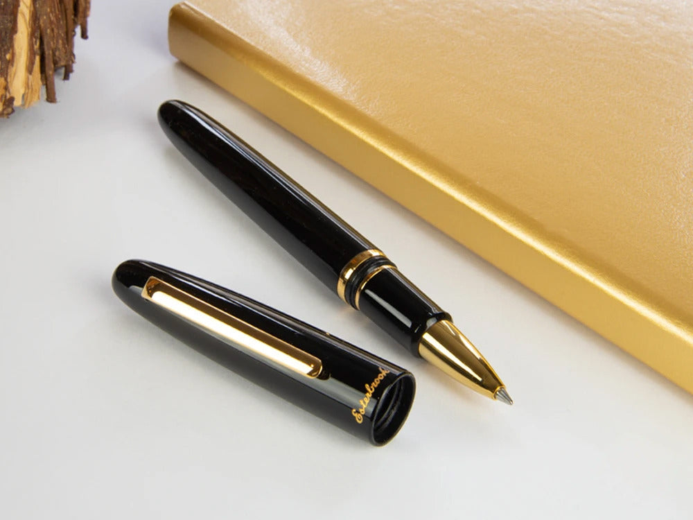 Roller Esterbrook Estie Ebony, Résine Noire, Noir, Plaqué or, E117