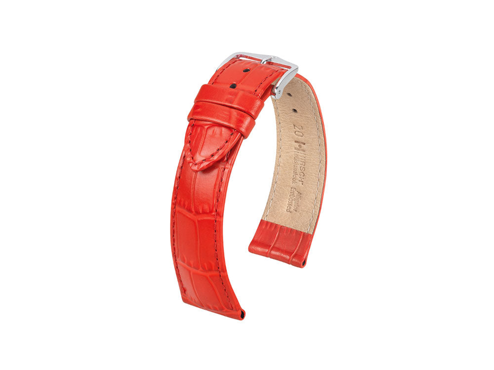 Bracelet Hirsch Cuir gaufré exotique Louisianalook, Rouge, 20 mm, 03427120-2-20