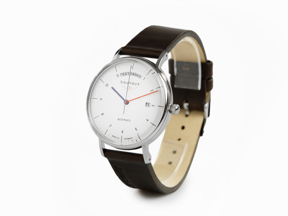 Montre Automatique Bauhaus, Blanc, 41 mm, Jour et Date, 2162-1