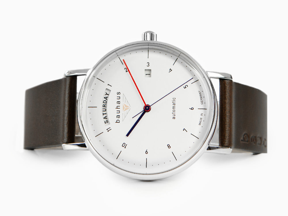 Montre Automatique Bauhaus, Blanc, 41 mm, Jour et Date, 2162-1