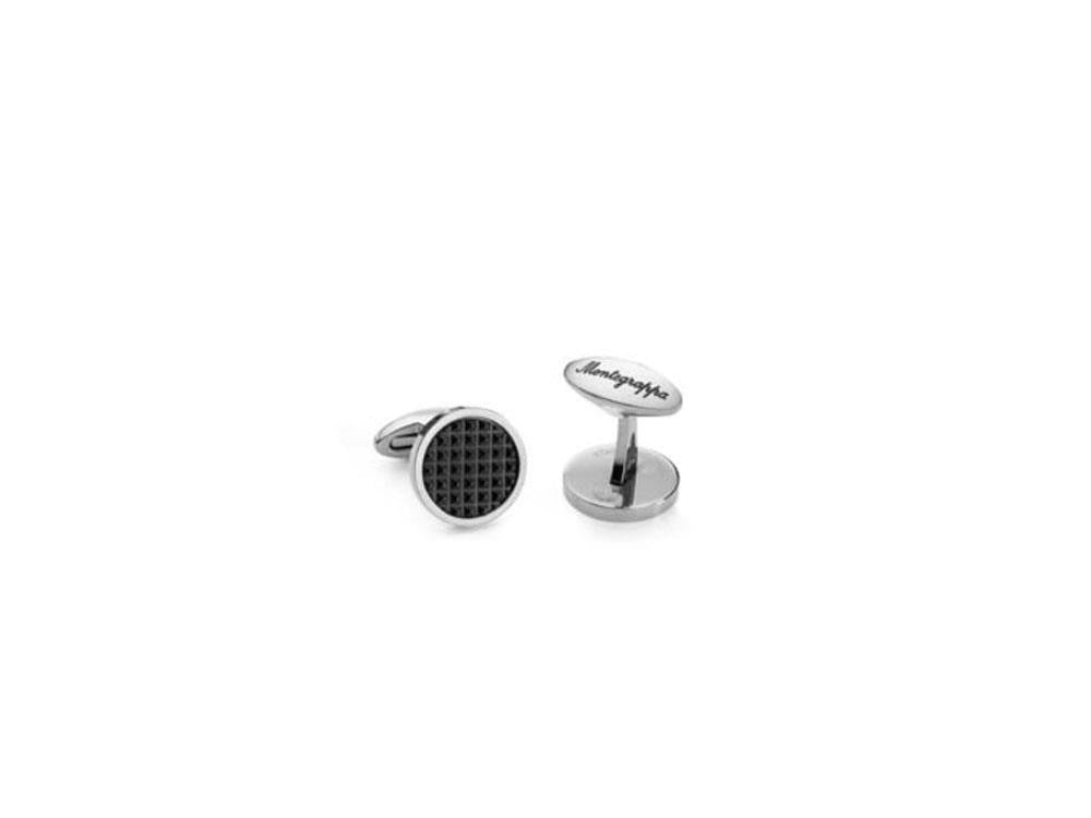 Boutons de Manchette Montegrappa Clou, Acier inoxidable. IP Black, IDCPCLSB