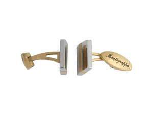 Boutons de Manchette Montegrappa Rettangolo, Acier inoxidable, IP Yellow Gold