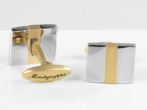 Boutons de Manchette Montegrappa Rettangolo, Acier inoxidable, IP Yellow Gold