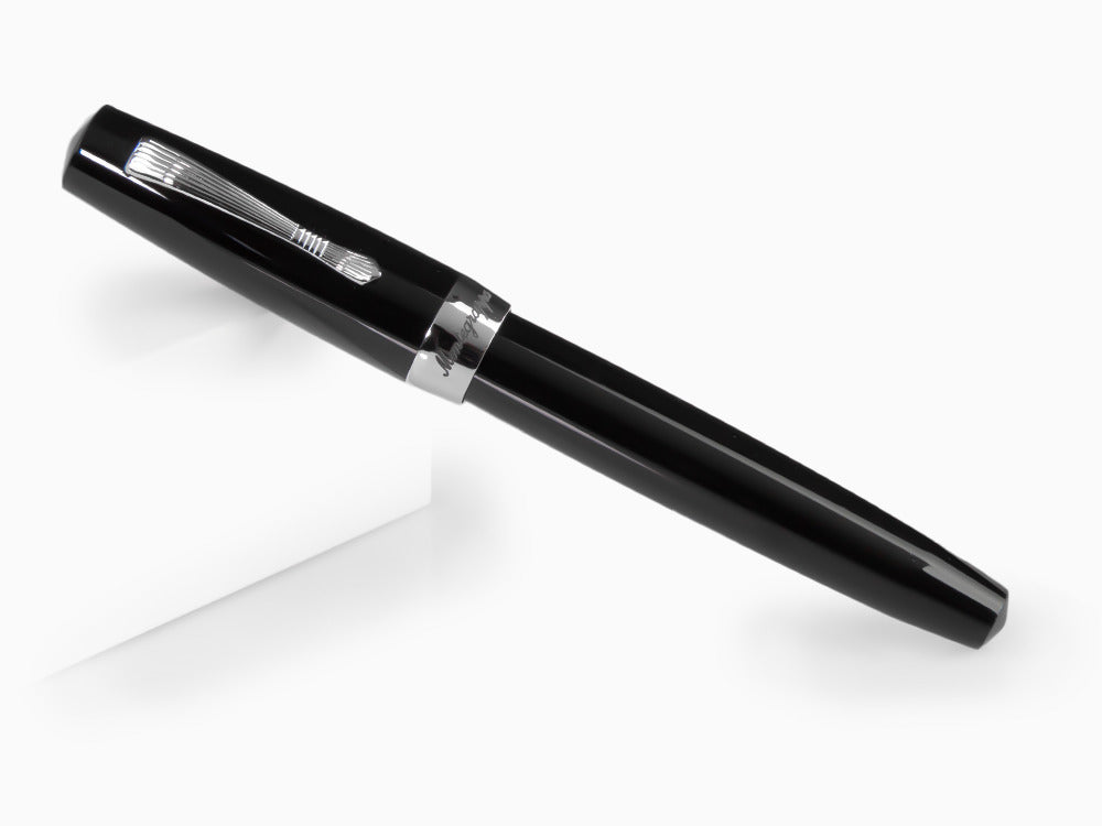 Roller Montegrappa Elmo 02 Jet Black, Résine Noire, Acier Inoxydable, ISE2RRAC