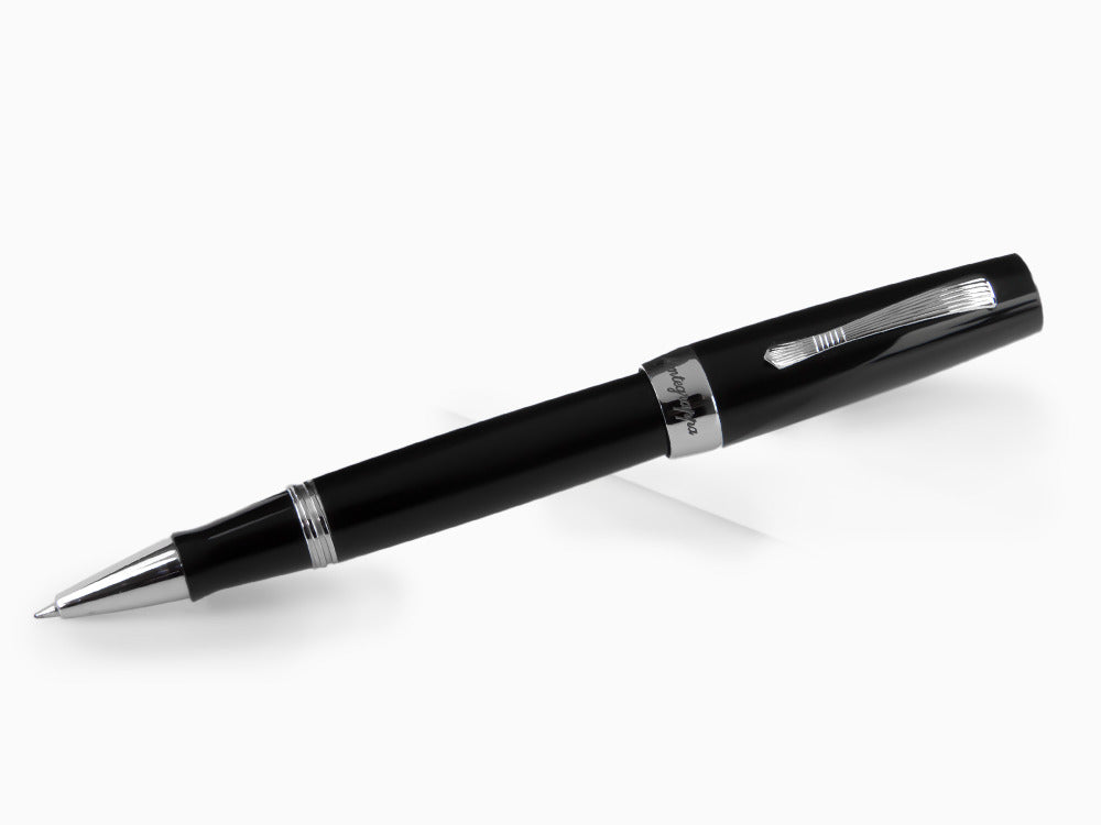 Roller Montegrappa Elmo 02 Jet Black, Résine Noire, Acier Inoxydable, ISE2RRAC