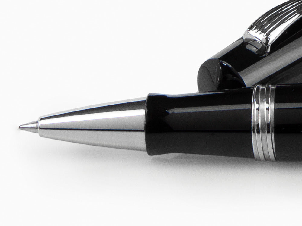 Roller Montegrappa Elmo 02 Jet Black, Résine Noire, Acier Inoxydable, ISE2RRAC