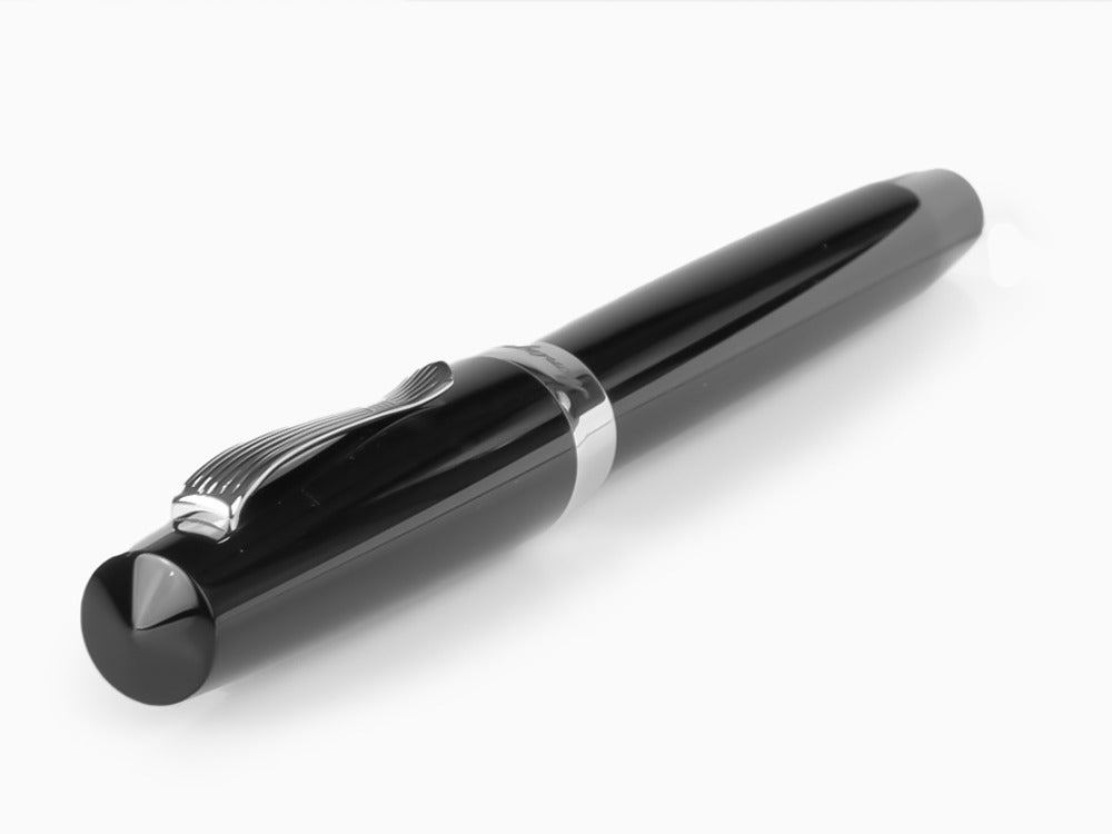 Roller Montegrappa Elmo 02 Jet Black, Résine Noire, Acier Inoxydable, ISE2RRAC