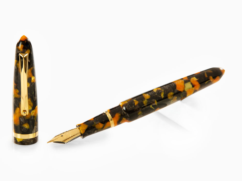 Stylo Plume Montegrappa Venetia Havana Amber, Ambre, Acier, ISVEN_AO