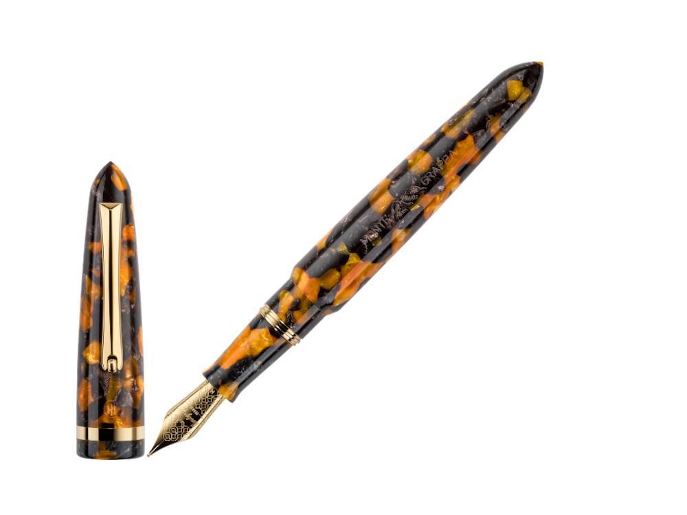 Stylo Plume Montegrappa Venetia Havana Amber, Ambre, Acier, ISVEN_AO