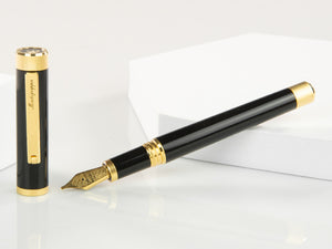 Stylo Plume Montegrappa Zero, Résine Noire, Ornements d'or, ISZEI-IY