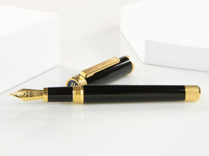 Stylo Plume Montegrappa Zero, Résine Noire, Ornements d'or, ISZEI-IY