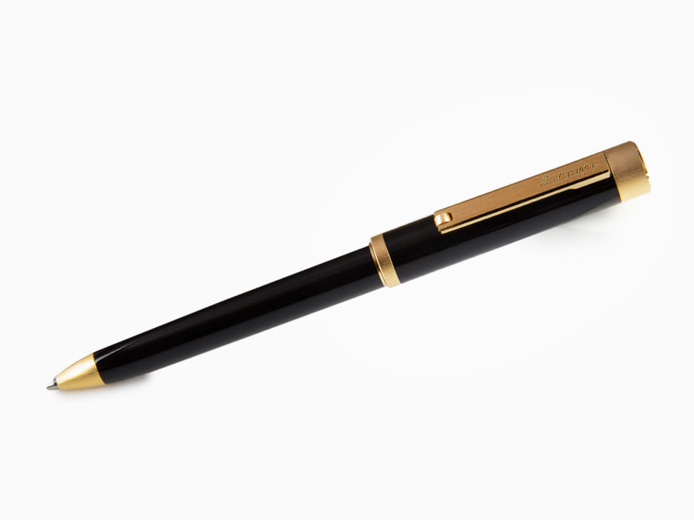 Stylo bille Montegrappa Zero, Résine Noire, Ornements d'or, ISZETBBY