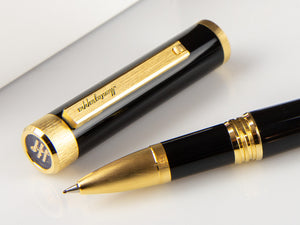 Roller Montegrappa Zero, Résine Noire, Ornements d'or, ISZETRBY