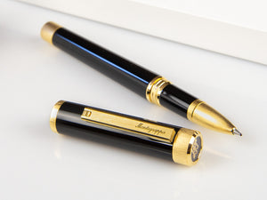 Roller Montegrappa Zero, Résine Noire, Ornements d'or, ISZETRBY