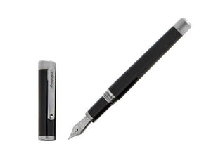 Stylo Plume Montegrappa Zero, Noire, Argenttraité, Ruthenium, ISZET-BL