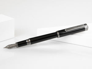 Stylo Plume Montegrappa Zero, Noire, Argenttraité, Ruthenium, ISZET-BL