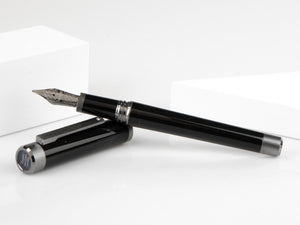 Stylo Plume Montegrappa Zero, Noire, Argenttraité, Ruthenium, ISZET-BL