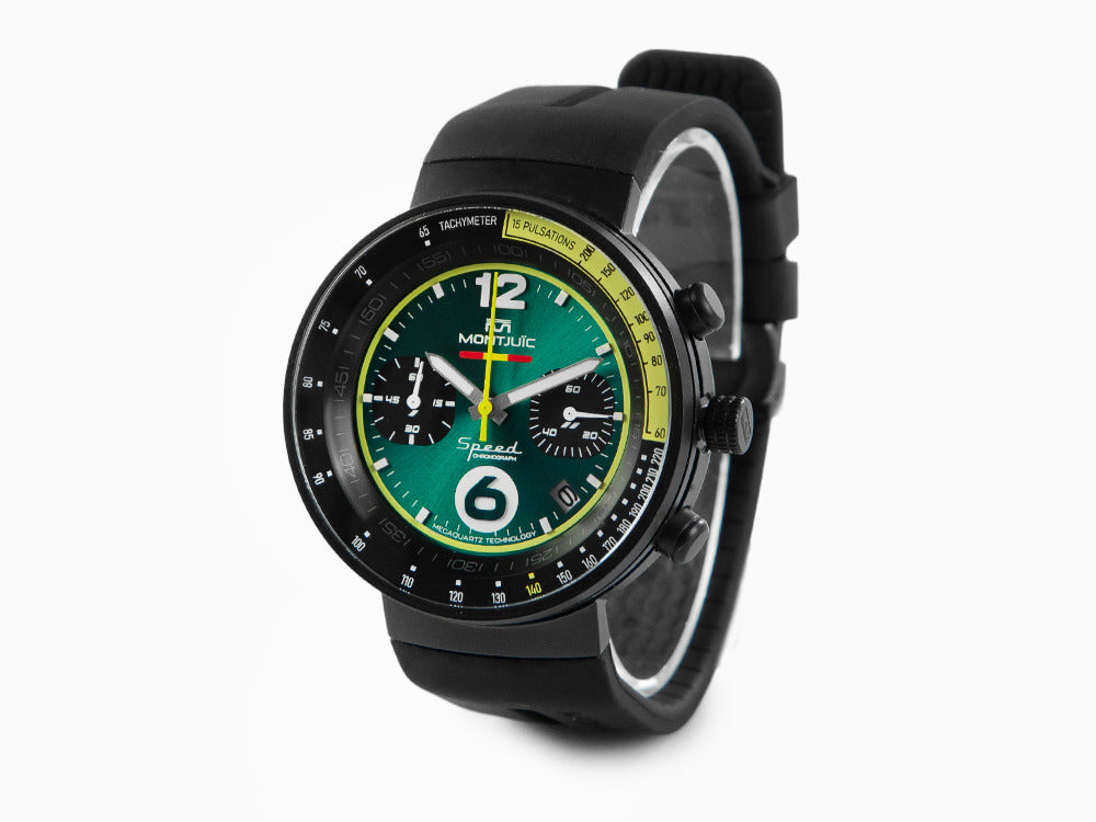 Montre à Quartz Montjuic Bahréin Speed Chrono, Acier, Vert, 45 mm, MJ2.0906.B