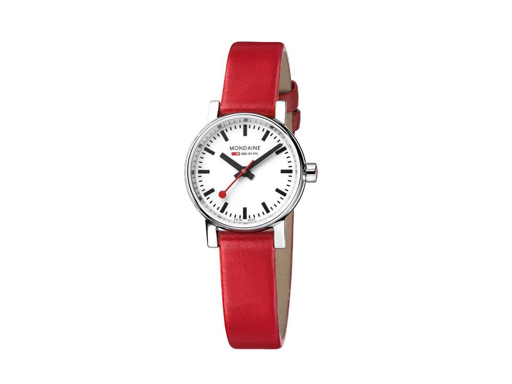 Montre à Quartz Mondaine SBB Evo2 Petite, Blanc, 26mm, Cuir, MSE.26110.LC