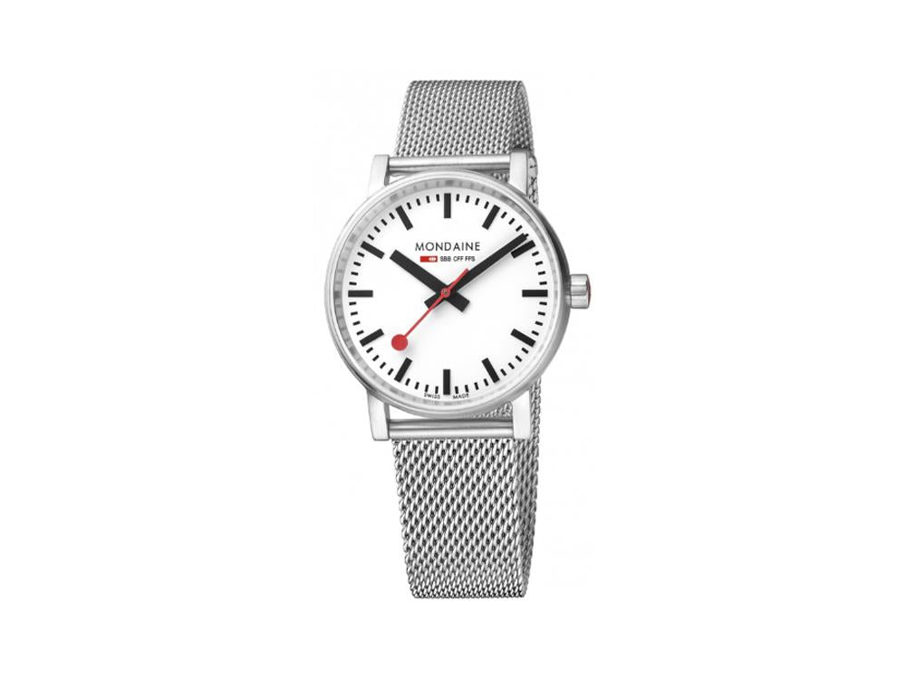 Montre à Quartz Mondaine SBB Evo2, Blanc, Maille Milanaise, MSE.35110.SM