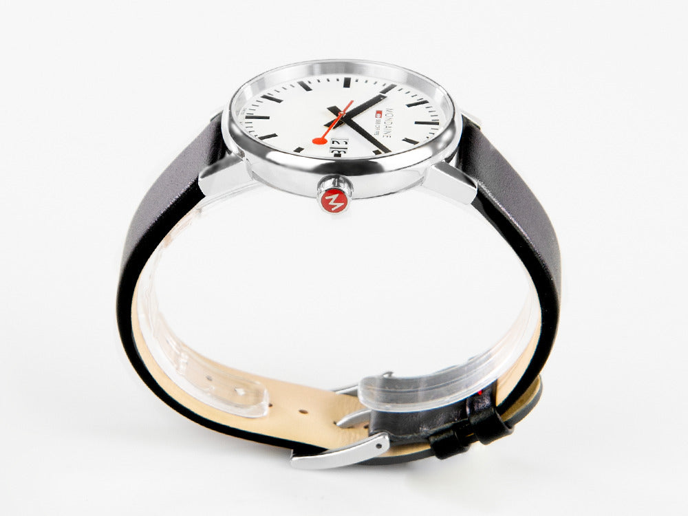 Montre à Quartz Mondaine SBB Evo2 Big, Blanc, 40 mm, Jour, Cuir, MSE.40210.LB