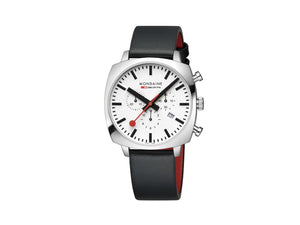 Montre à Quartz Mondaine Cushion, Blanc, 41 mm, Cuir, MSL.41410.LBV.SET