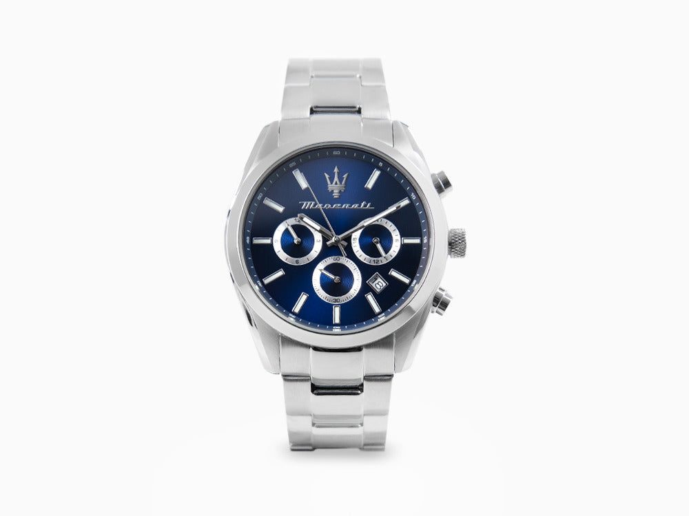 Montre à Quartz Maserati Attrazione, Bleu, 43 mm, Verre minéral, R8853151005