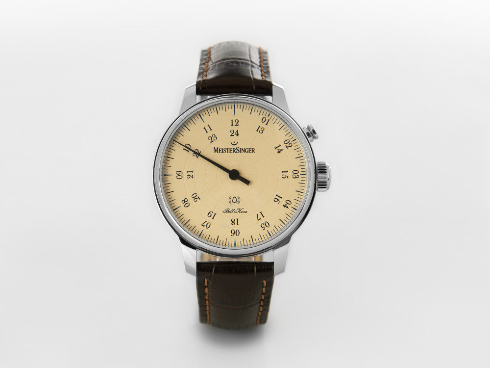 Montre Automatique Meistersinger Bell Hora, SW 200, Beige, 43 mm, BHO913-SG02