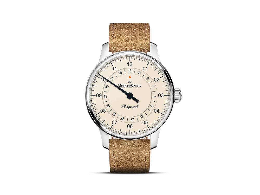 Montre Automatique Meistersinger Perigraph, SW 300, 38 mm, Beige, BM1103-SV03