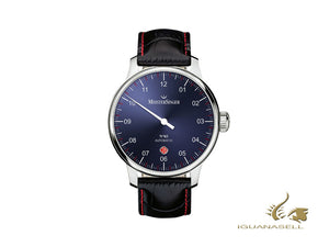 Montre Automatique Meistersinger N3 - 40 mm, Bleu, 40mm, Noir/Rouge, DM908-SG01R