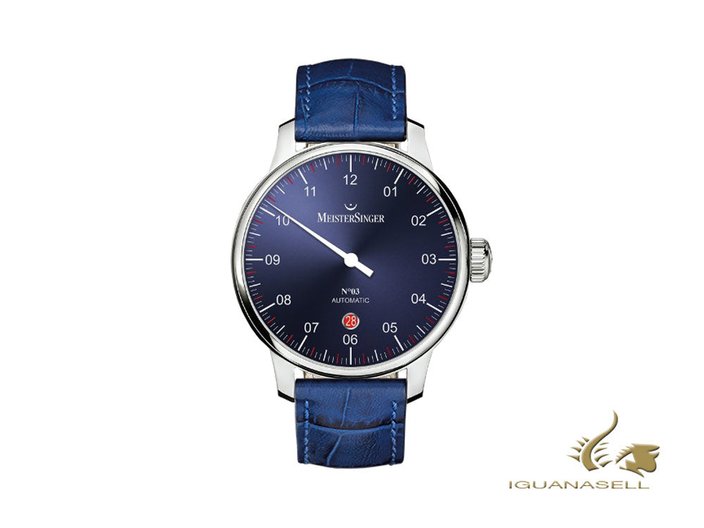 Montre Automatique Meistersinger N3 - 40 mm, Bleu, 40mm, Bleu, Jour, DM908-SG04