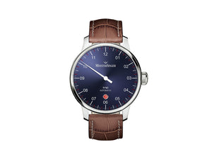 Montre Automatique Meistersinger N3 - 40 mm, Bleu, 40mm, marron, Jour, DM908