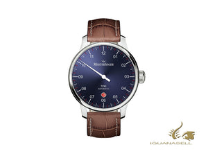 Montre Automatique Meistersinger N3 - 40 mm, Bleu, 40mm, marron, Jour, DM908