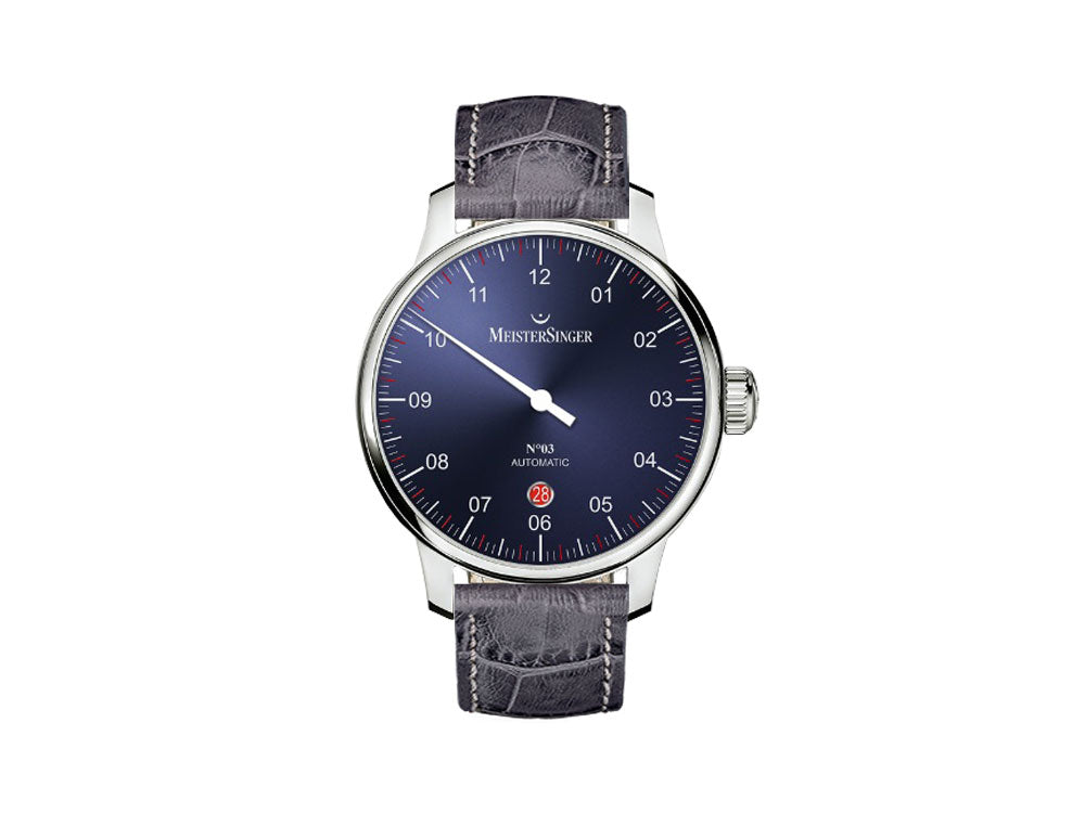 Montre Automatique Meistersinger N3 - 40 mm, Bleu, 40mm, gris, Jour, DM908-SG06