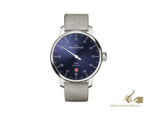 Montre Automatique Meistersinger N3 - 40 mm, Bleu, ETA 2824-2, 40mm, gris