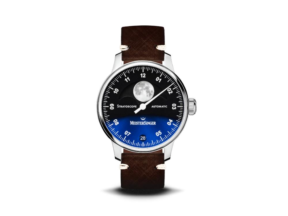 Montre Meistersinger Stratoscope, SW 220-1, 43 mm, Bleu, ST982-SVSL02