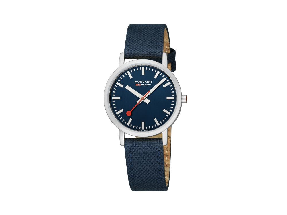 Montre à Quartz Mondaine SBB Classic, Bleu, 36 mm, Textile, A660.30314.40SBD